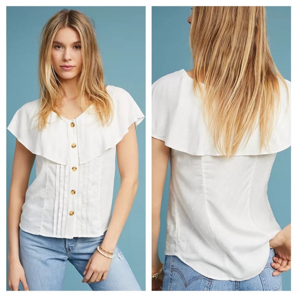 Anthropologie White Button-Down Blouse